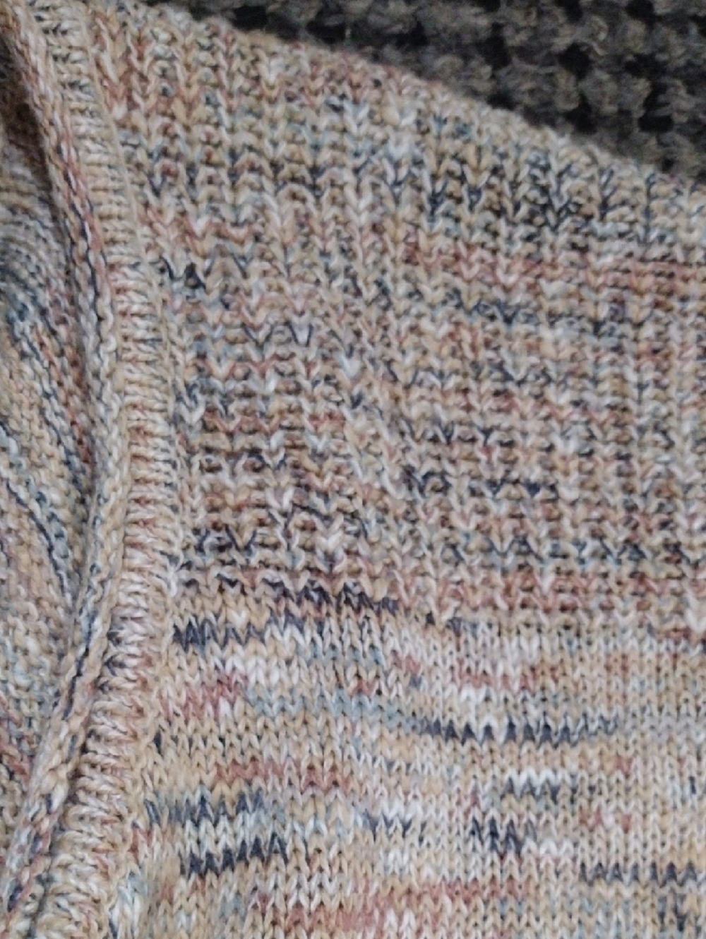 SONOMA Cream Marled Open-Front Cardigan with Multicolor Hem Stripes - Picture 7 of 10